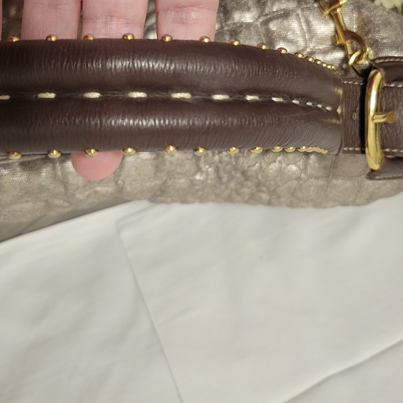 Kate Landry | Womens Gold Metallic Shoulder Bag | Belt Strap Handle - Picture 5 of 7